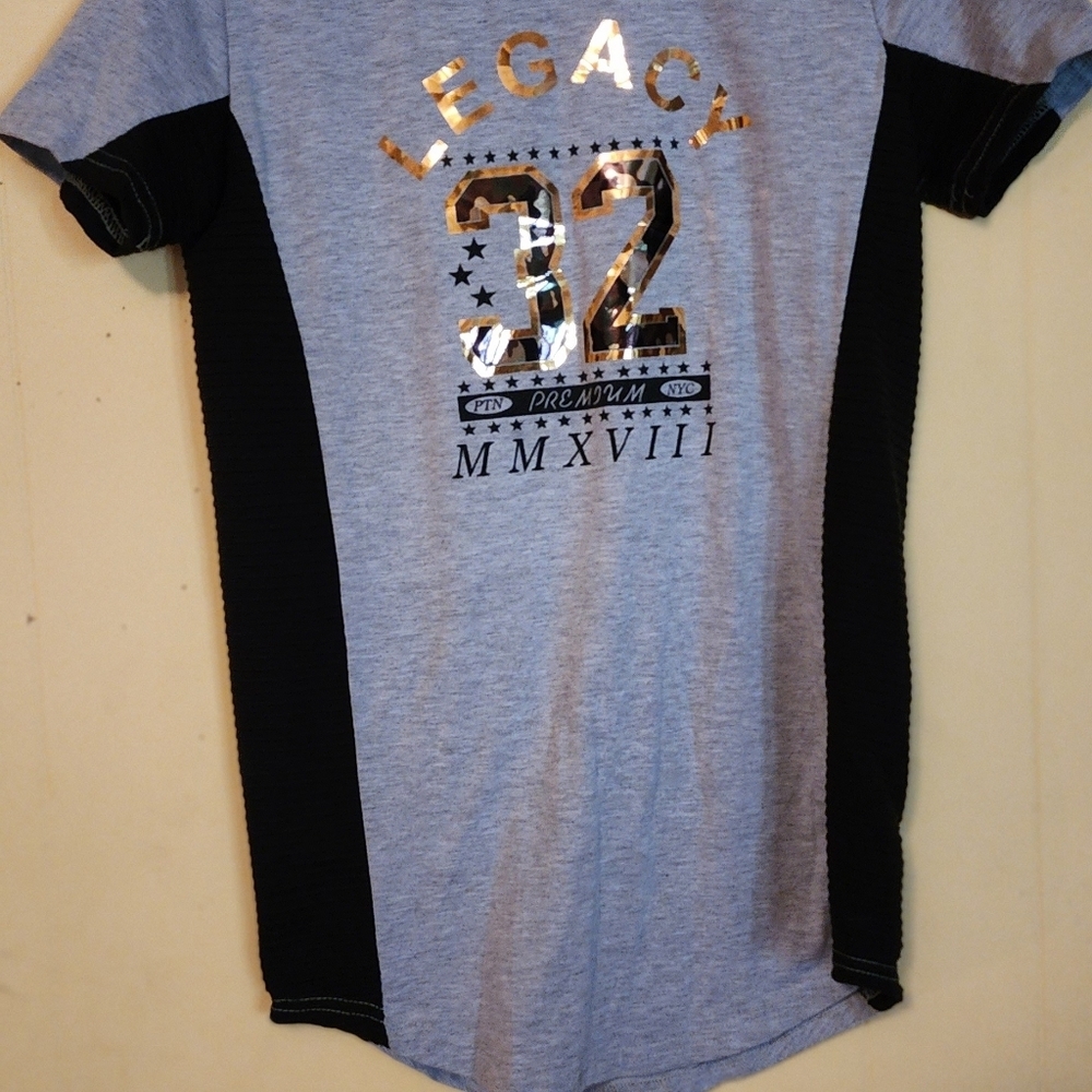 Partisan, size 14, Grey  and black shirt.
